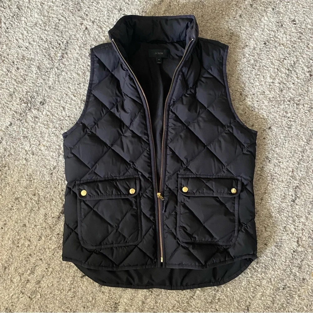 J. Crew Black Quilted Vest with Gold Details - Picture 1 of 6